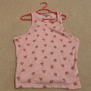 Pink flowered crop top, size small